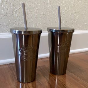 Set of two Starbucks NWT gunmetal metallic tumblers